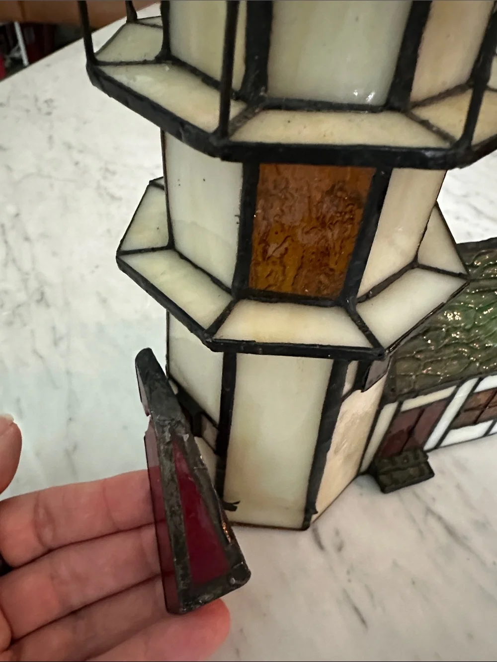 Stained Glass Lighthouse Vintage